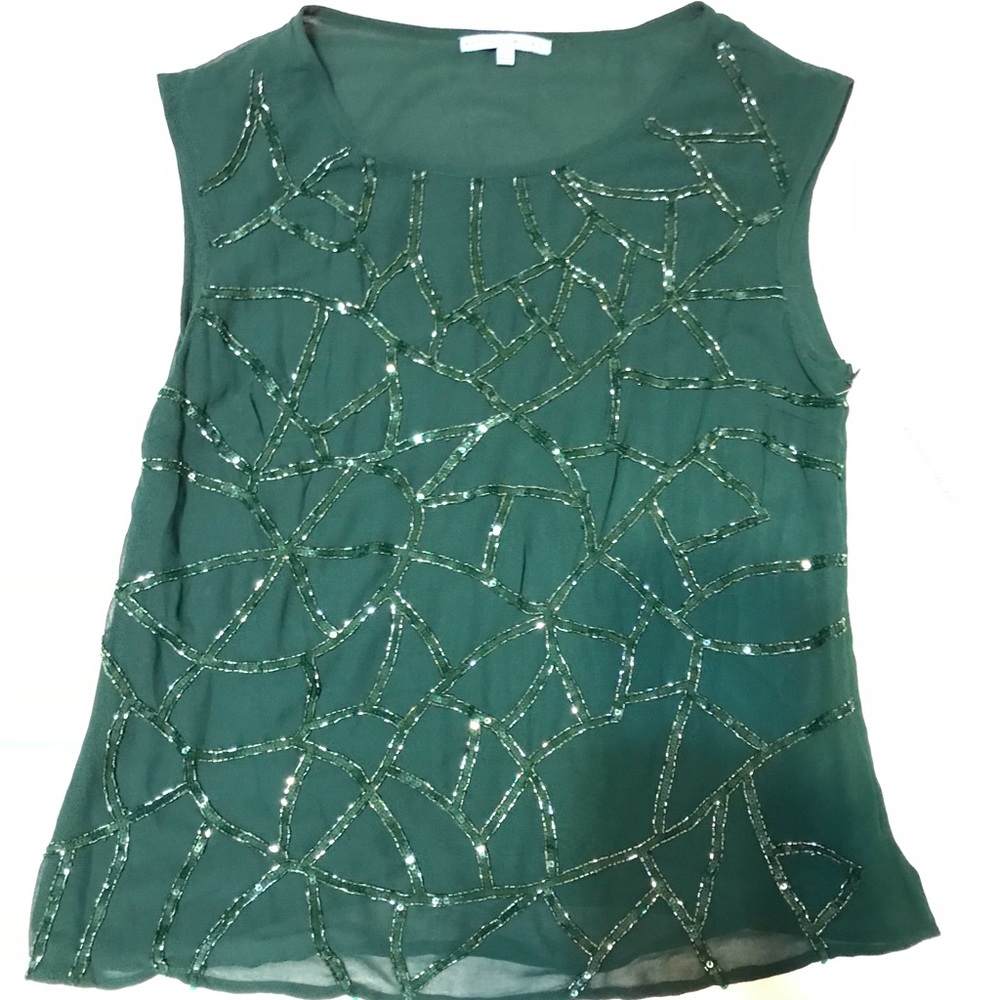 Antonio Melani green sequined blouse size large